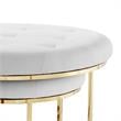 Posh Living Aaden Tufted Faux Leather Nesting Ottoman in White/Gold (Set of 2)