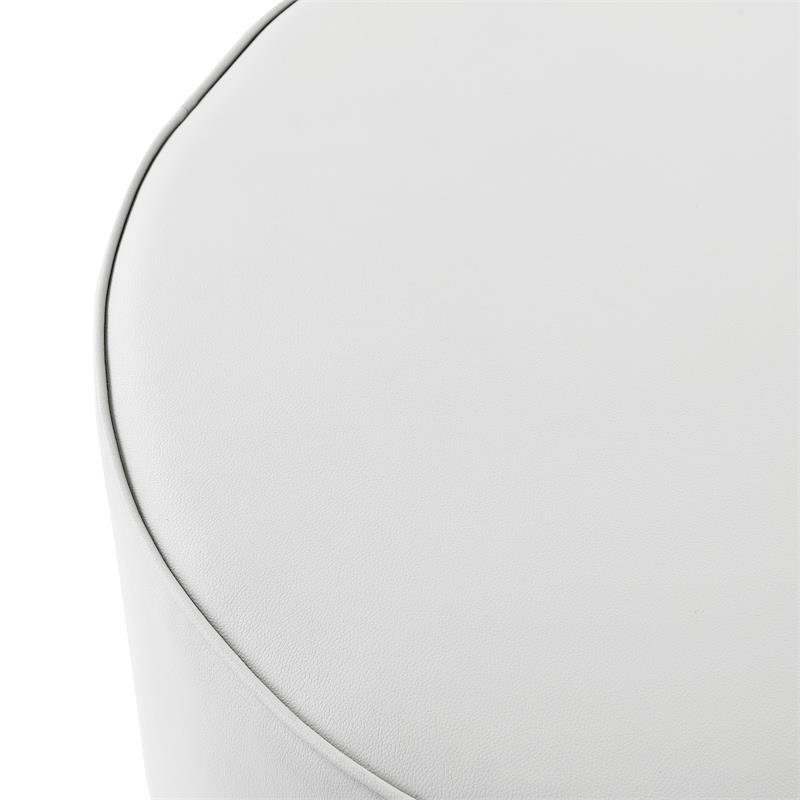 Posh Living Suchada Faux Leather Round Cocktail Ottoman in White/Gold