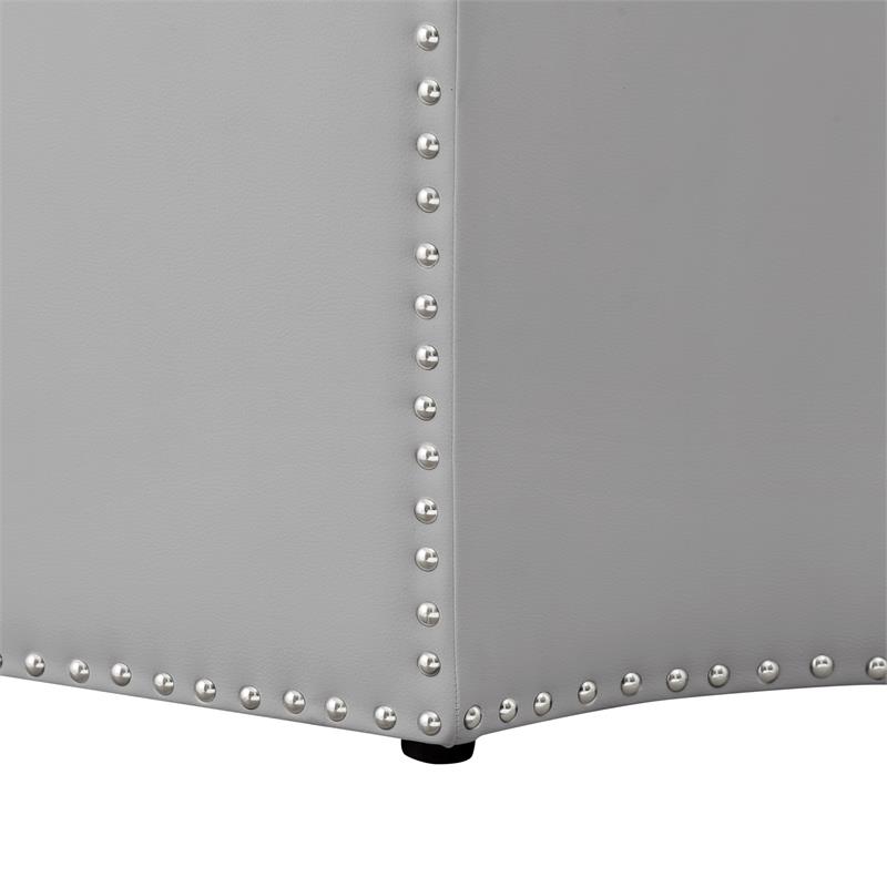 Posh Living Runrawin Faux Leather Octagon Cocktail Ottoman in Silver