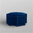 Posh Living Runrawin Velvet Upholstered Octagon Cocktail Ottoman in Navy Blue
