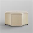 Posh Living Runrawin Linen Fabric Octagon Cocktail Ottoman in Cream/White