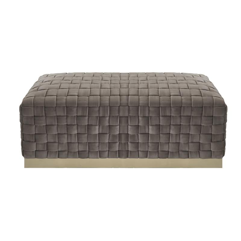 Posh Living Michirin Woven Velvet Bench in Taupe/Gold