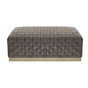 Posh Living Michirin Woven Velvet Bench in Taupe/Gold
