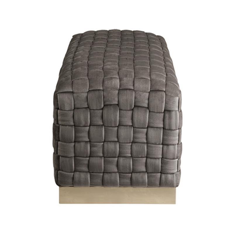 Posh Living Michirin Woven Velvet Bench in Taupe/Gold
