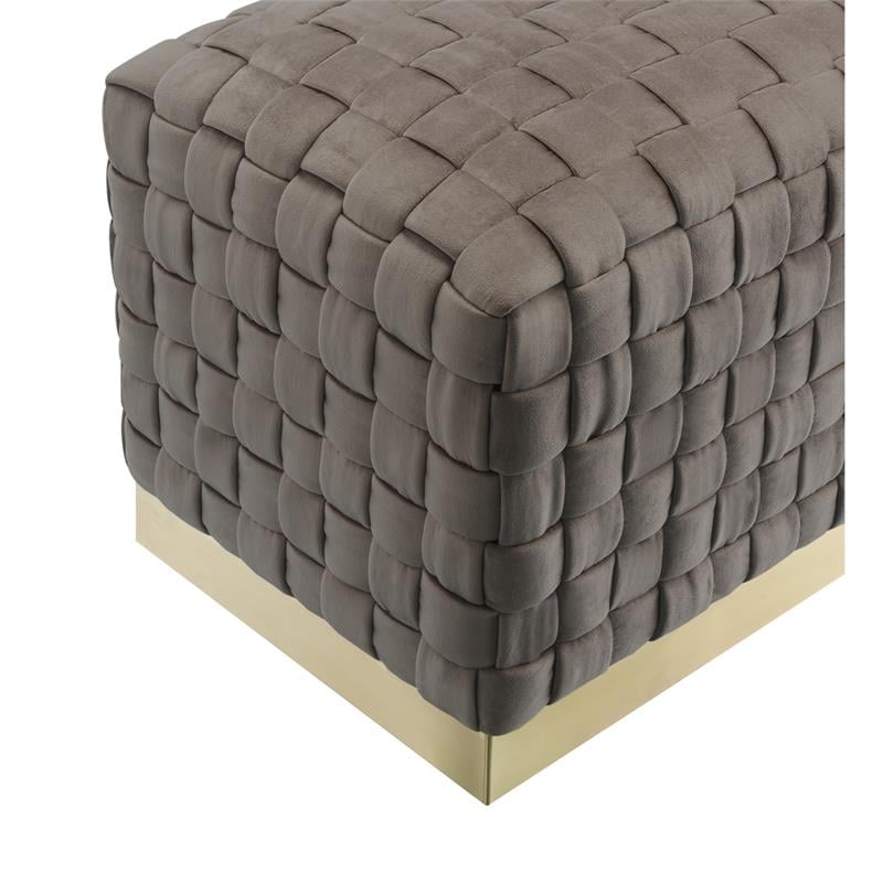 Posh Living Michirin Woven Velvet Bench in Taupe/Gold