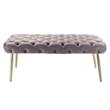 Posh Living Dia Button Tufted Velvet Bench with Metal Legs in Lilac/Gold