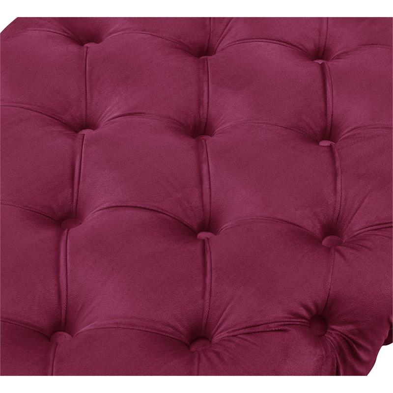 Posh Living Dia Button Tufted Velvet Bench with Metal Legs in Fuchsia/Gold