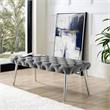 Posh Living Dia Button Tufted Velvet Bench with Metal Legs in Gray/Chrome