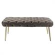 Posh Living Dia Button Tufted Velvet Bench with Metal Legs in Taupe/Gold
