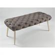 Posh Living Dia Button Tufted Velvet Bench with Metal Legs in Taupe/Gold
