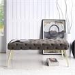 Posh Living Dia Button Tufted Velvet Bench with Metal Legs in Taupe/Gold