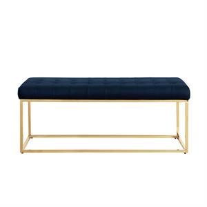 Posh Living Foster Faux Leather Bench in Navy Blue/Gold