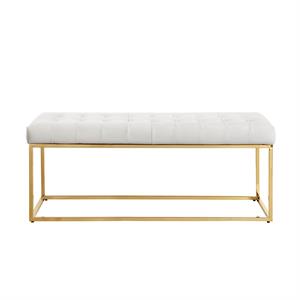 Posh Living Foster Faux Leather Bench in White/Gold