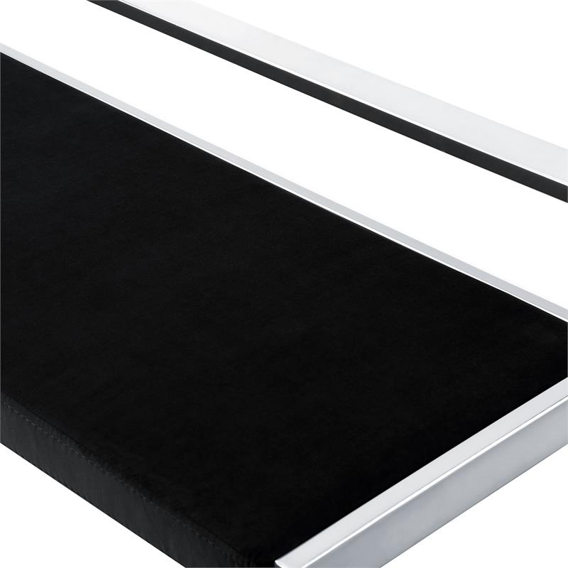 Posh Living Camilo Velvet and Stainless Steel Base Bench in Black/Chrome
