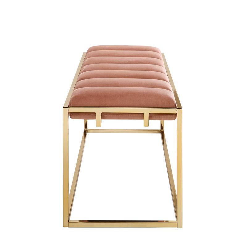 Posh Living Markus Tufted Velvet Bench in Blush Pink/Gold