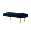 Posh Living Darian Tufted Velvet Bench with Metal Legs in Navy Blue/Gold