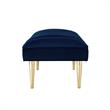 Posh Living Darian Tufted Velvet Bench with Metal Legs in Navy Blue/Gold