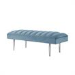 Posh Living Darian Tufted Velvet Bench with Metal Legs in Blue/Chrome