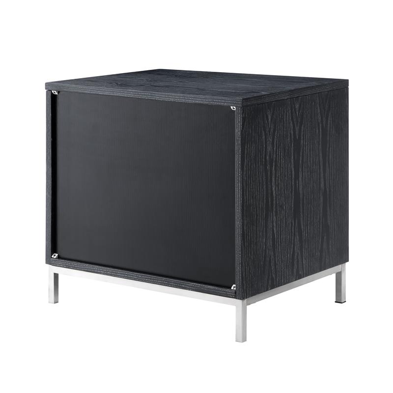 Posh Living Stella 3-Drawer Nightstand with Metal Base in Black/Chrome