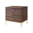 Posh Living Stella 3-Drawer Nightstand with Metal Base in Walnut/Gold