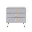 Posh Living Glamuri 3-Drawer Nightstand with Acrylic Legs in Light Gray