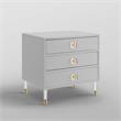 Posh Living Glamuri 3-Drawer Nightstand with Acrylic Legs in Light Gray