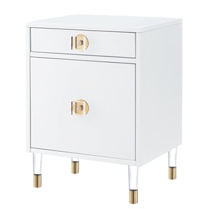 Posh Living Petrocchio Single Drawer/Door Nightstand in White