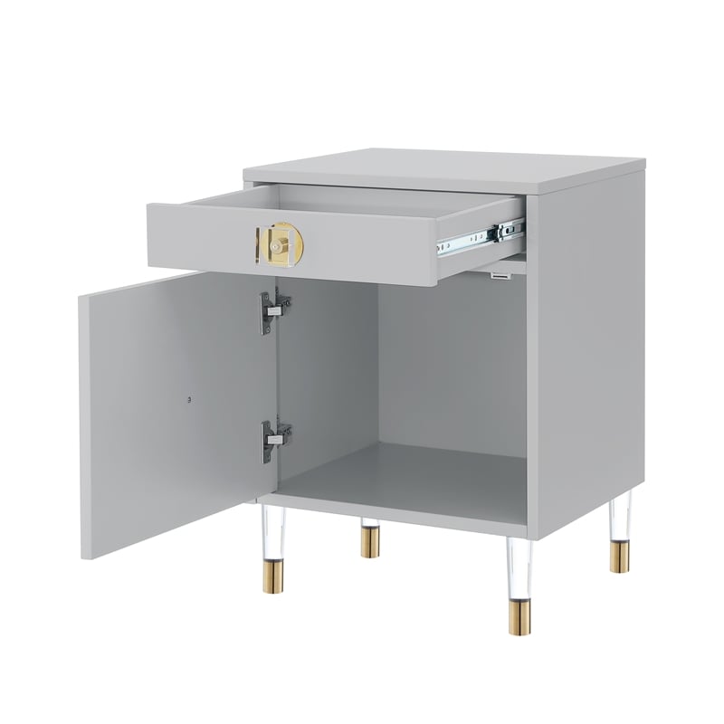 Posh Living Petrocchio Single Drawer/Door Nightstand in Light Gray