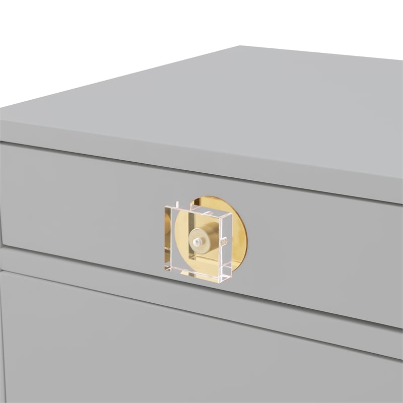 Posh Living Petrocchio Single Drawer/Door Nightstand in Light Gray