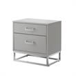 Posh Living Stefano 2-Drawer Nightstand with Metal Base in Light Gray/Chrome