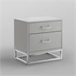 Posh Living Stefano 2-Drawer Nightstand with Metal Base in Light Gray/Chrome