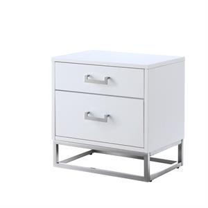 Posh Living Stefano 2-Drawer Nightstand with Metal Base in Dark Gray/Chrome