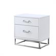 Posh Living Stefano 2-Drawer Nightstand with Metal Base in Dark Gray/Chrome