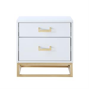 Posh Living Stefano 2-Drawer Nightstand with Metal Base in White/Chrome