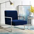 Posh Living Xzavier Velvet Upholstered Accent Chair in Navy/Chrome