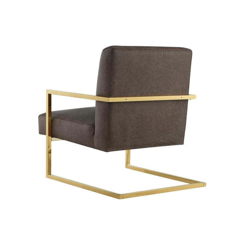 Posh Living Xzavier Faux Leather Accent Chair in Tan/Gold