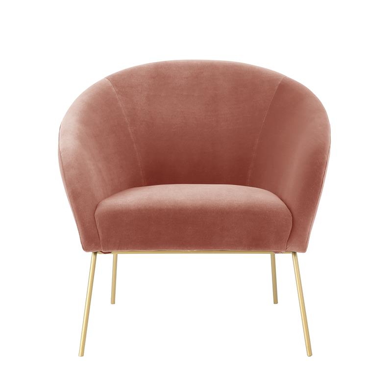 Posh Living Brixton Velvet Barrel Back Accent Chair in Blush Pink/Gold