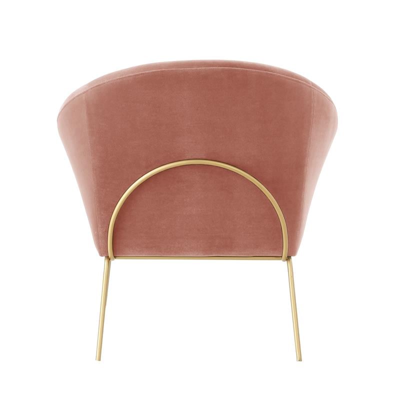 Posh Living Brixton Velvet Barrel Back Accent Chair in Blush Pink/Gold