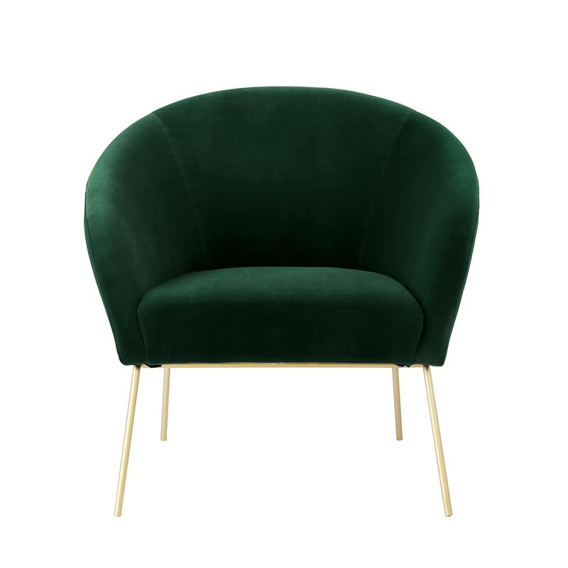 Posh Living Brixton Velvet Barrel Back Accent Chair in Green/Gold