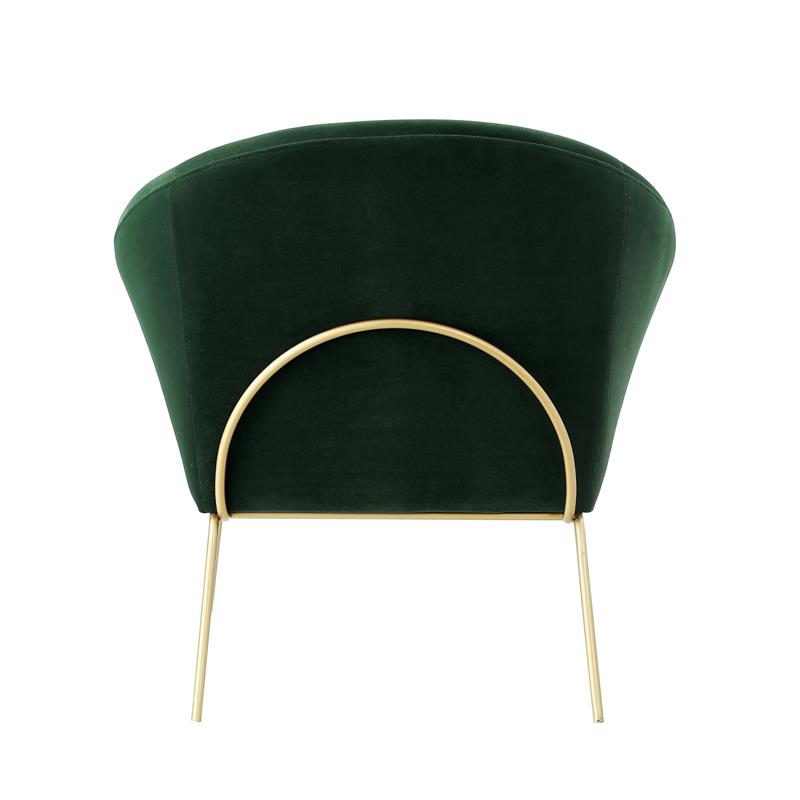 Posh Living Brixton Velvet Barrel Back Accent Chair in Green/Gold