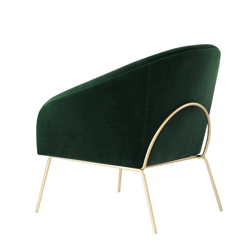 Posh Living Brixton Velvet Barrel Back Accent Chair in Green/Gold