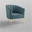 Posh Living Blaze Velvet Upholstered Barrel Back Accent Chair in Teal/Gold