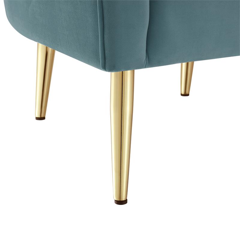 Posh Living Blaze Velvet Upholstered Barrel Back Accent Chair in Teal/Gold