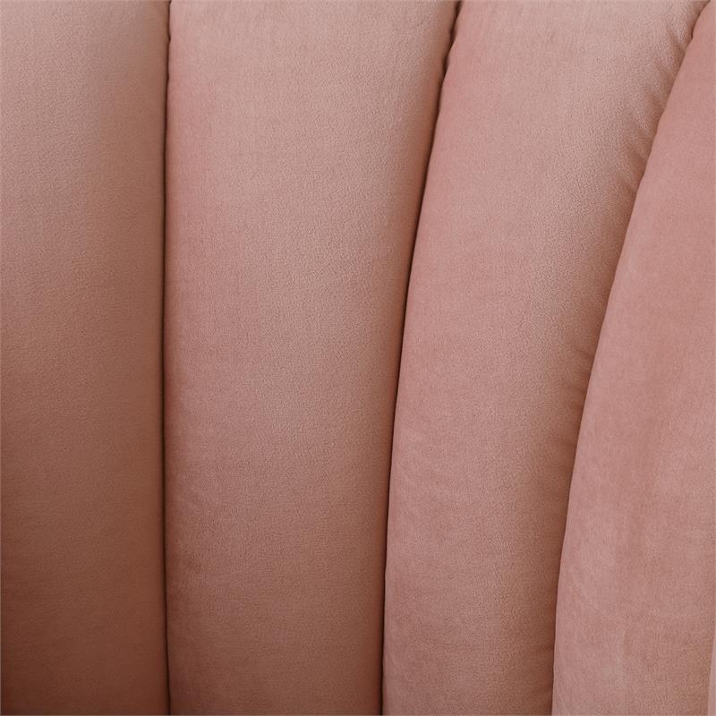 Posh Living Blaze Velvet Upholstered Barrel Back Accent Chair in Blush/Gold