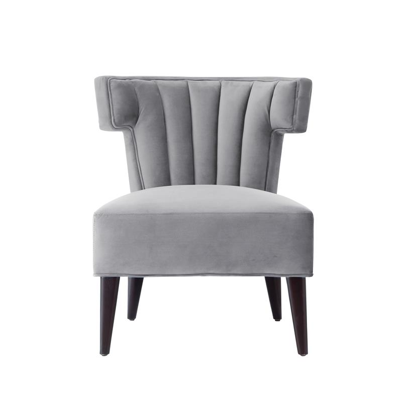 Posh Living Damari Tufted Velvet Wingback Accent Chair in Gray