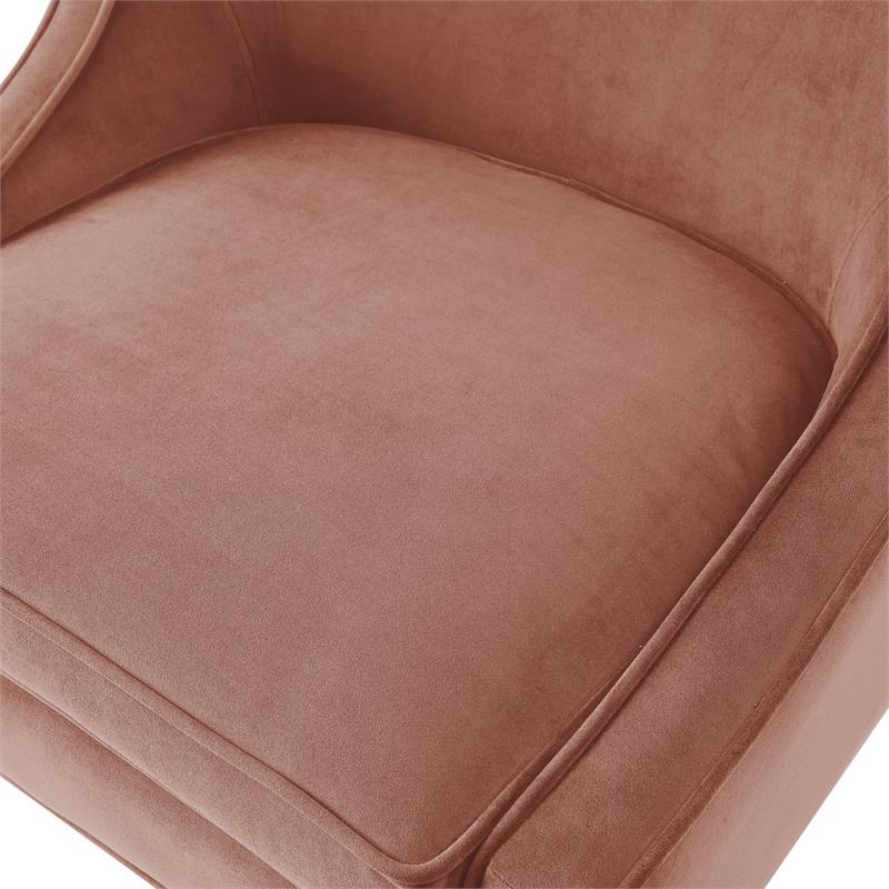 Posh Living Juelz Velvet Swooped Arm Accent Chair in Blush Pink