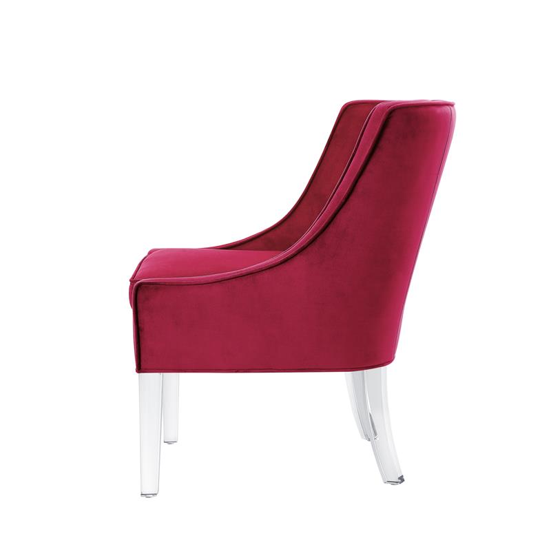Posh Living Juelz Velvet Swooped Arm Accent Chair in Hot Pink