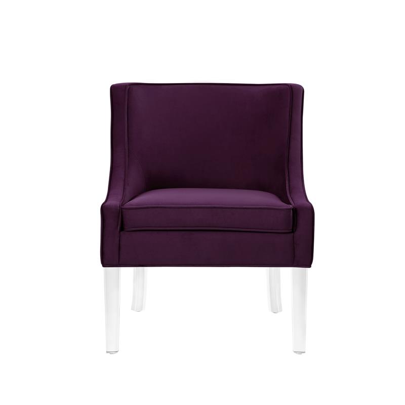Posh Living Juelz Velvet Swooped Arm Accent Chair in Purple