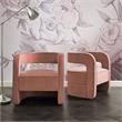 Posh Living Crown Velvet Barrel Back Accent Chair in Blush Pink