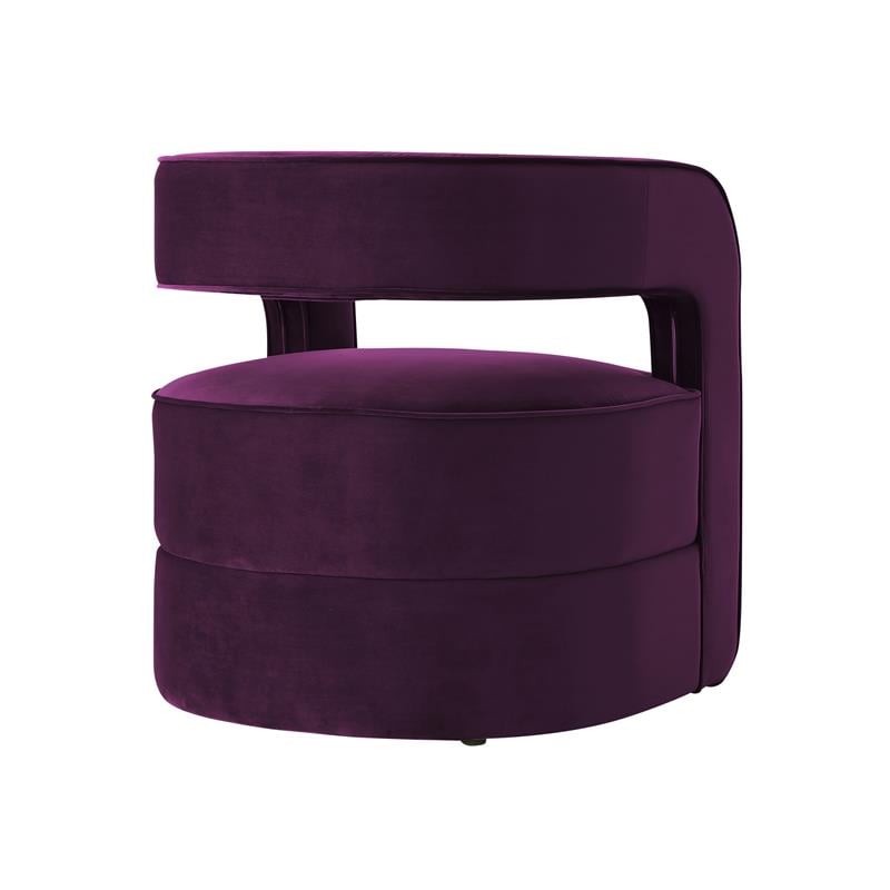 Posh Living Crown Velvet Barrel Back Accent Chair in Purple